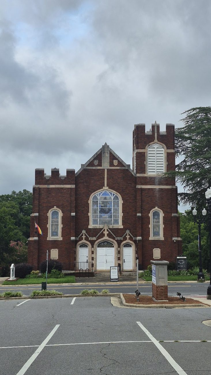 Trinity Lutheran Church entrance on Church St, Concord NC