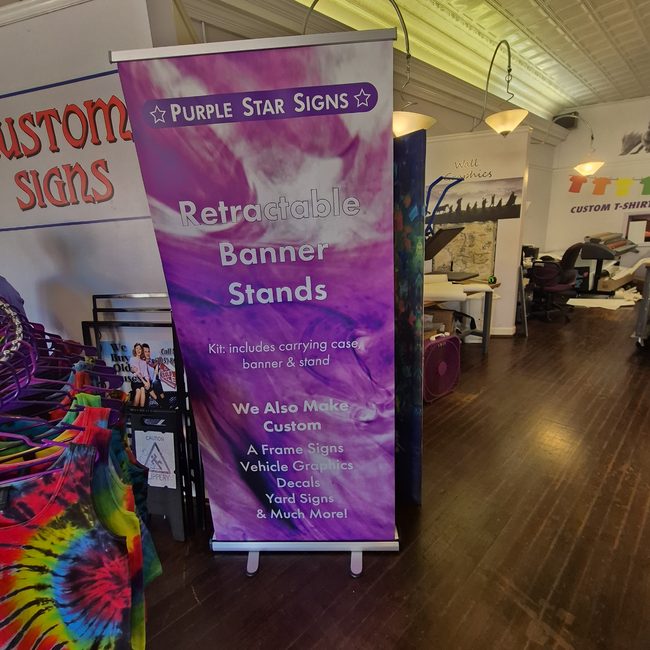Retractable Banner Stand Kit 33x79 — Purple Star Signs Concord NC