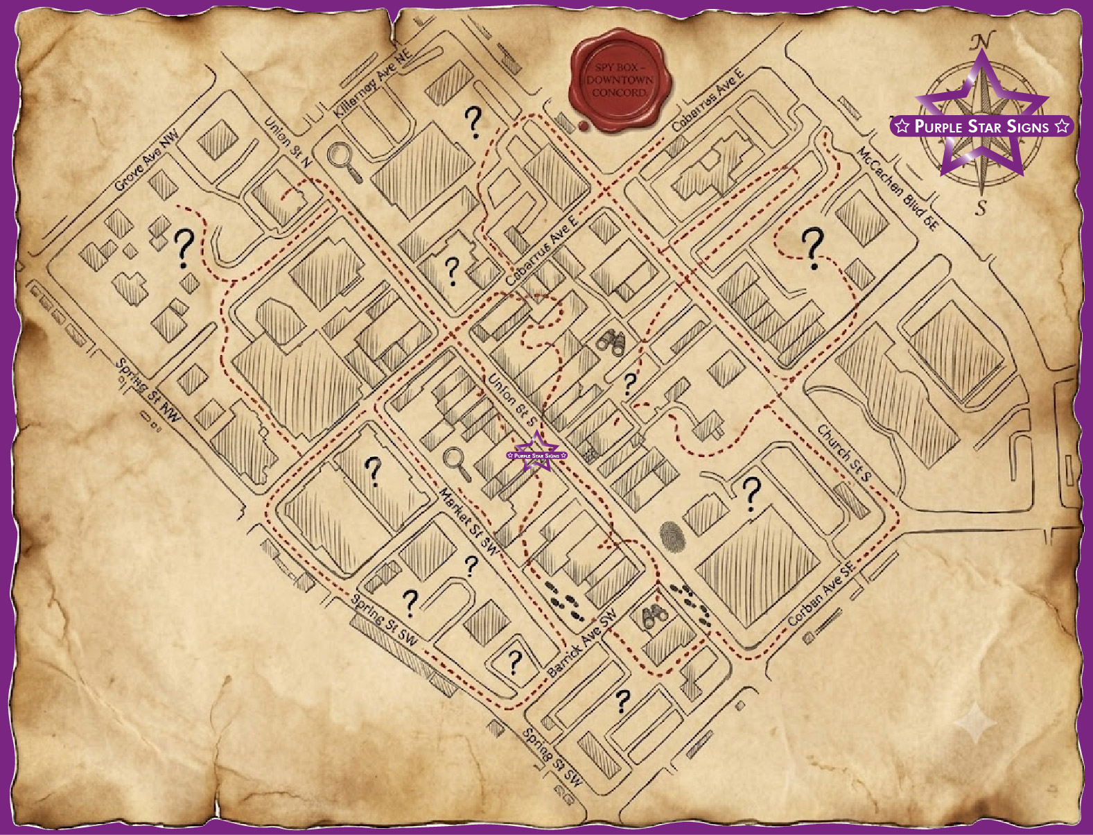 Downtown Concord Spy Box treasure map